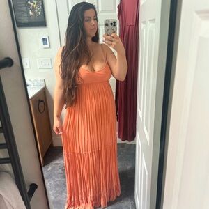 Peach maxi dress / floor length goddess gown